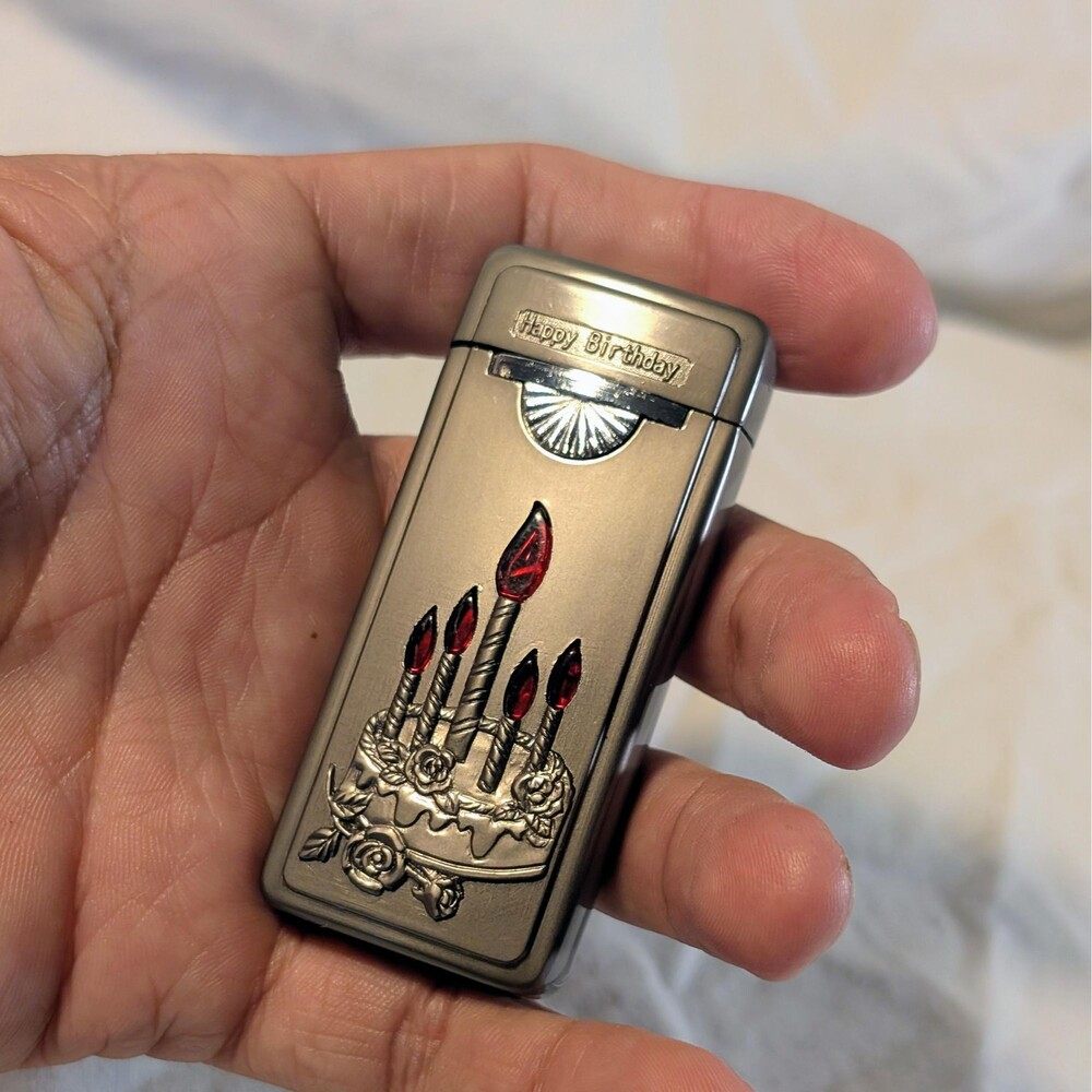 Vintage Happy Birthday Cake Refillable Pocket Cool Lighter